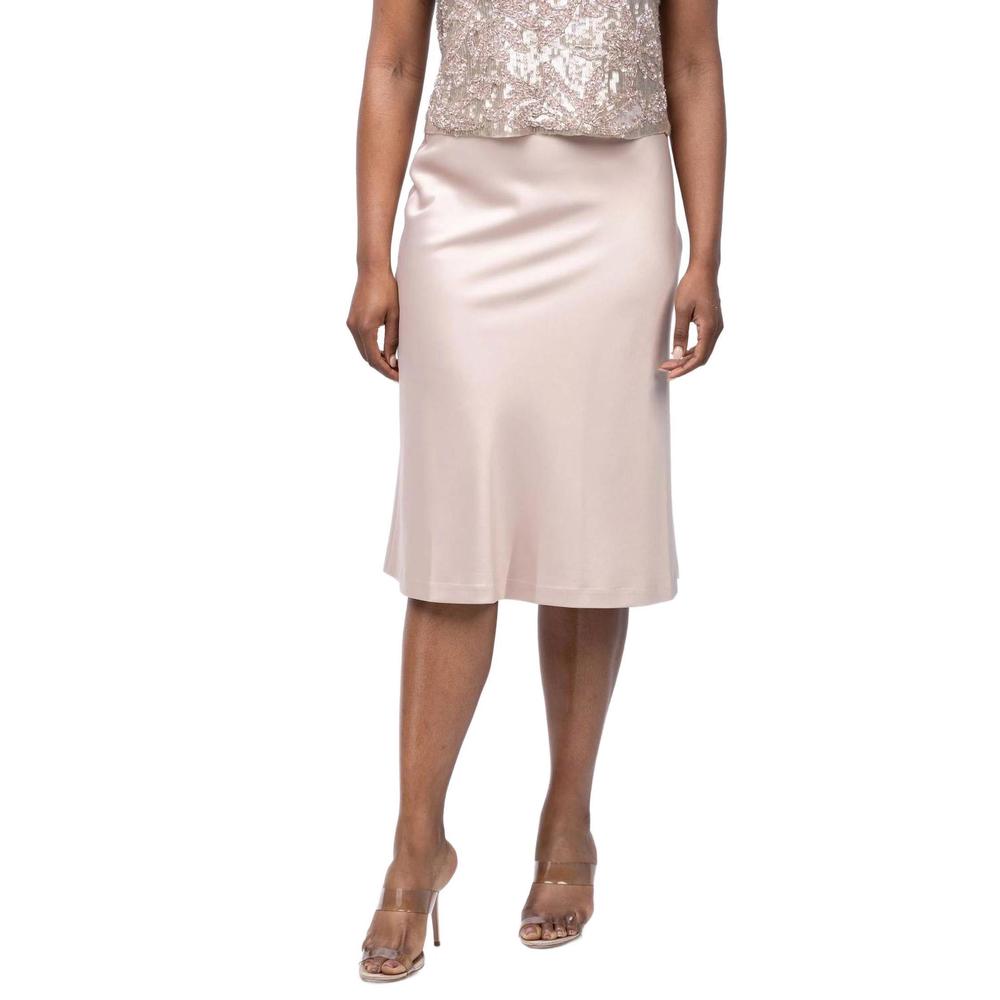 NEW EMILY SHALANT matte satin midi skirt in bisque